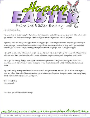 Printable Letter From Easter Bunny