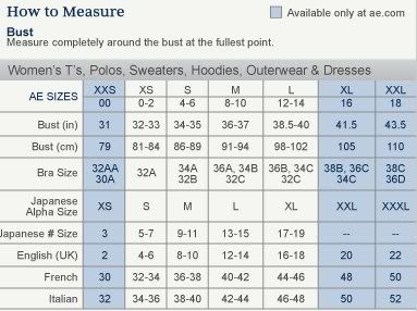 American Eagle Size Chart Mens Jeans