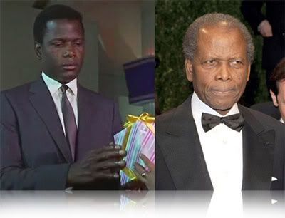 Sidney Poitier em 1966 e hoje, com 82 anos