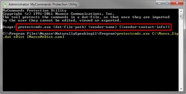 Configuring the command for encryption in the MyCommands Protection Utility