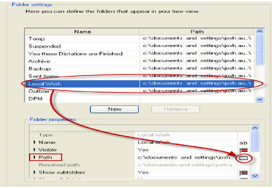 Connecting a folder to the network in Philips SpeechExec Pro