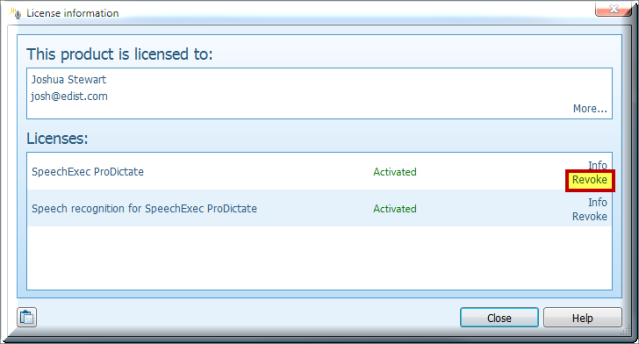 Philips SpeechExec Pro - License revocation