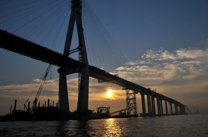 obras de construcción del puente de Incheon