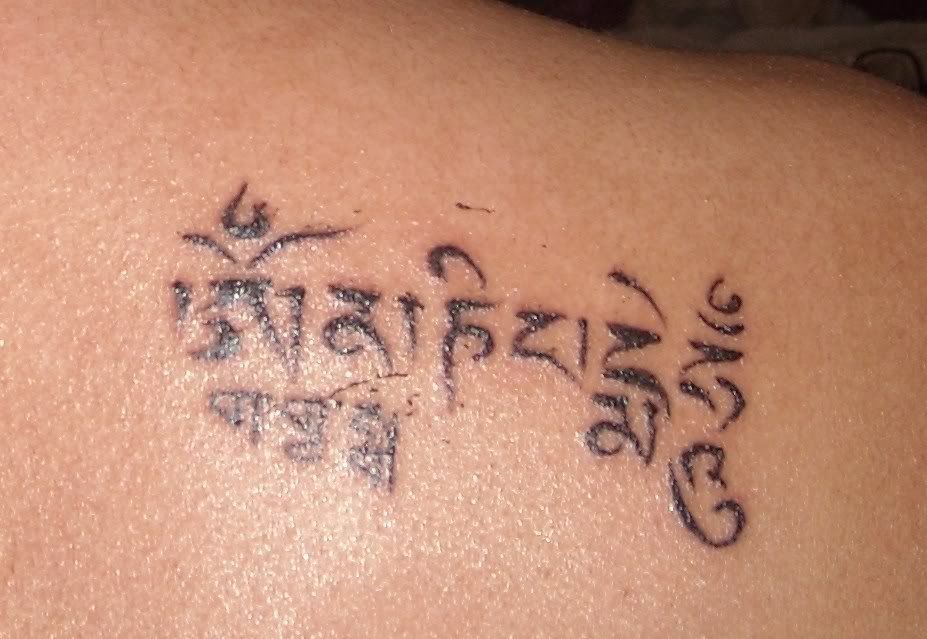 Tibetan Mani Mantra Tattoo. My 2nd add on tattoo.