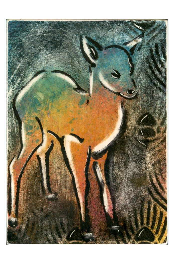 Stencil 1 Deer ATC on Stampbord