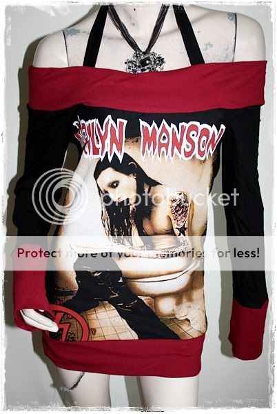 Marilyn Manson Rock DIY Funky Boat Neck Top Shirt  