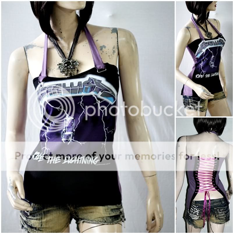 Metallica Heavy Metal Punk DIY Dring Halter Corset Top