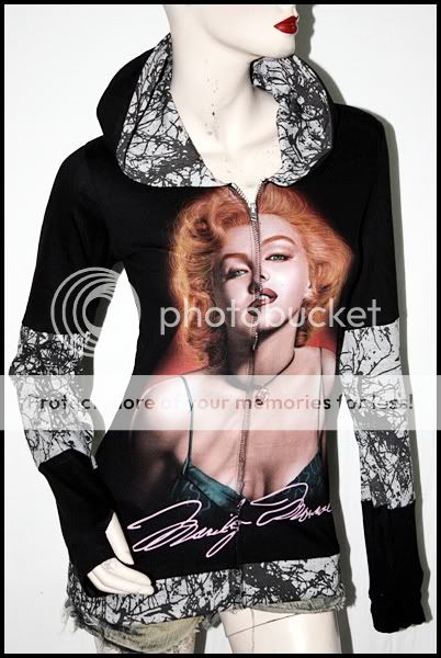 Vintage Marilyn Monroe Punk Rock DIY Funky Hoodie Top  