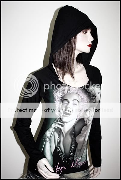 Marilyn Monroe Punk Metal Rock DIY Light Weight Hoodie Top XS 2 