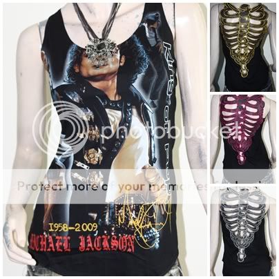 Michael Jackson Pop Rock DIY Skeleton Back Tank Top  