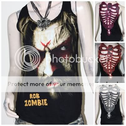 Rob Zombie Metal Rock DIY Skeleton Back Tank Top  