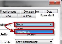 How to select the Dictation Box when programming the Nuance PowerMic in Dragon Medical