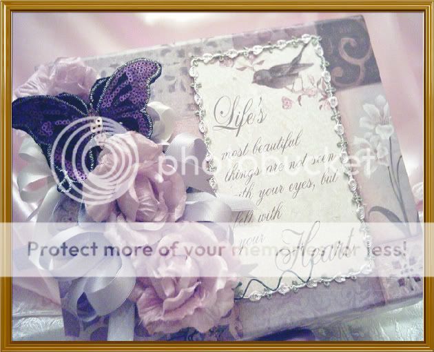 Shabby Victorian Memory Box Purple Butterfly Lavender Accents Inspirational